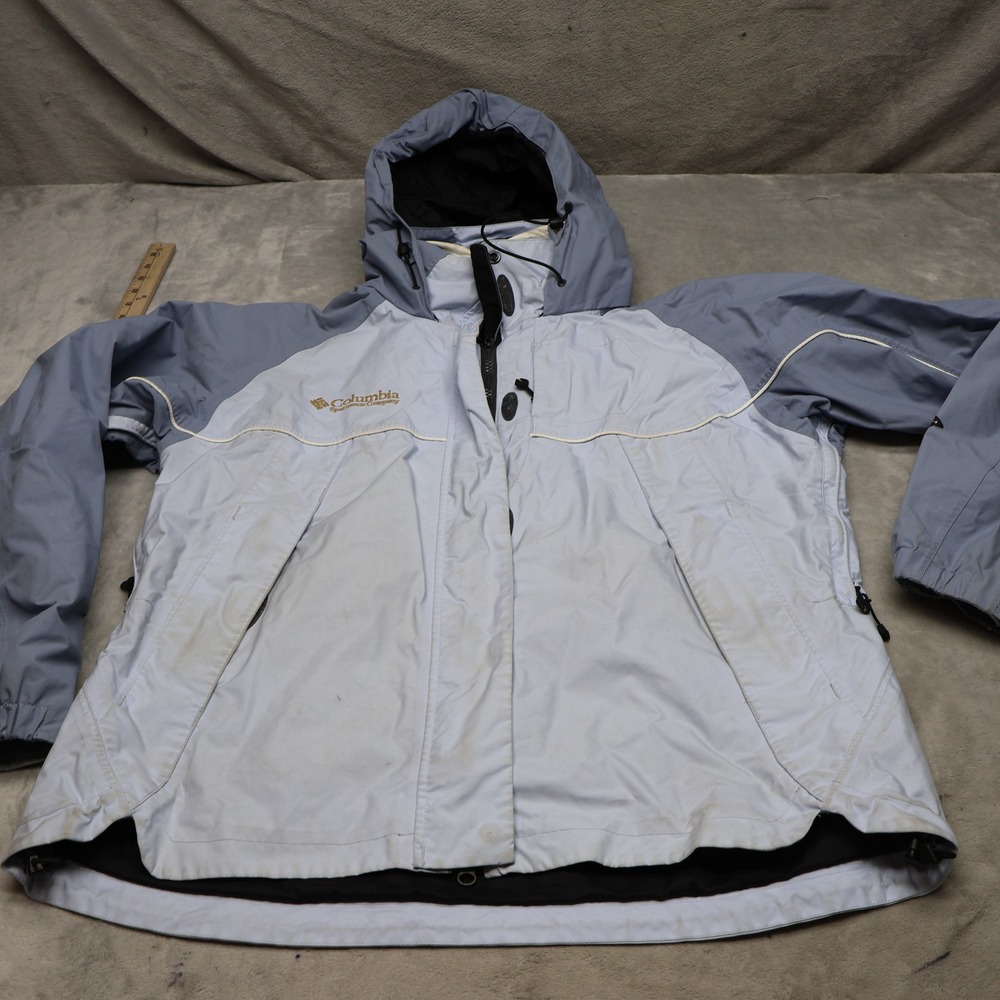 Columbia Titanium Jacket Womens XL Blue Waterproof Hooded Pit Zip 3in1 Shell VTG